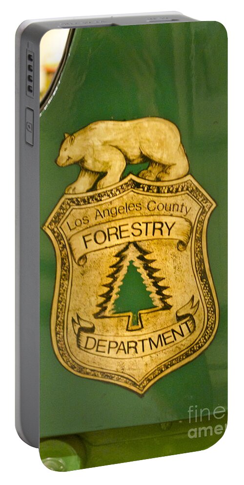 Emblem Portable Battery Charger featuring the photograph LA Forestry Department Emblem by Pamela Walrath