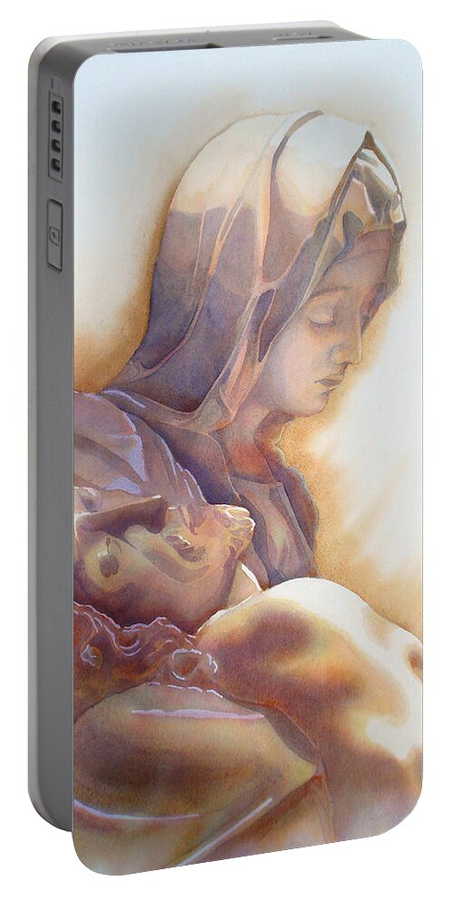  La Pieta Portable Battery Charger featuring the painting LA PIETA By Michelangelo #1 by J U A N - O A X A C A