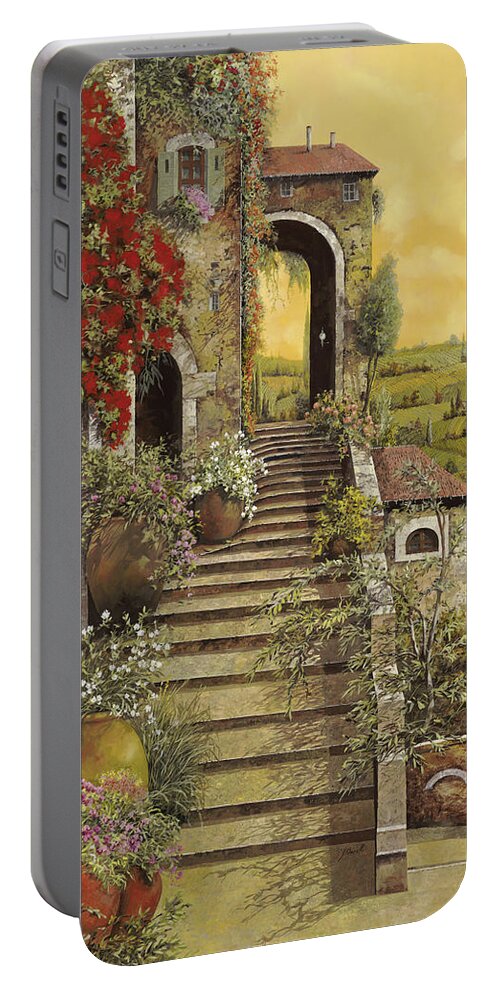 Arch Portable Battery Charger featuring the painting La Scala Grande by Guido Borelli