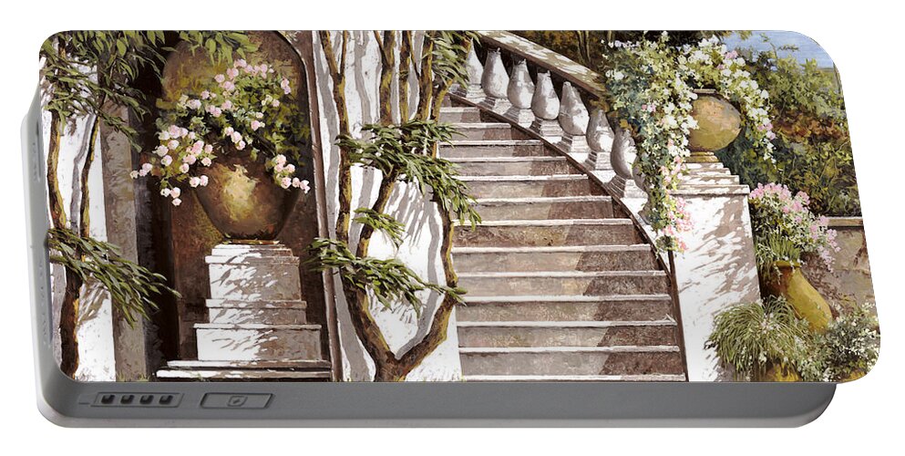 Stairs Portable Battery Charger featuring the painting La Scalinata by Guido Borelli
