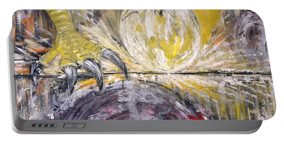 Abstract Portable Battery Charger featuring the painting La Tendresse du Vautour by Evelina Popilian