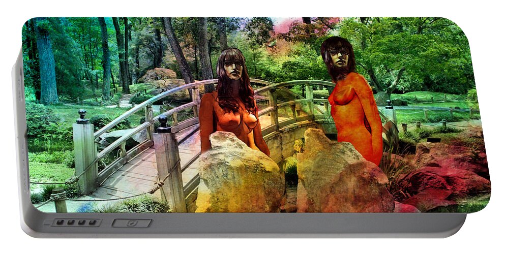 Ladies Portable Battery Charger featuring the photograph Ladies in the Japanese Garden by Ericamaxine Price