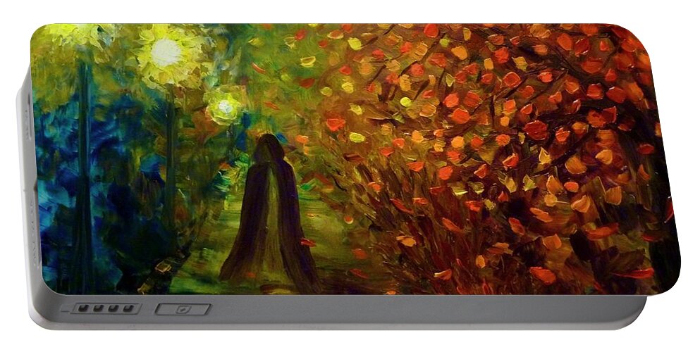 Lady Autumn Portable Battery Charger featuring the painting Lady Autumn by Lilia D