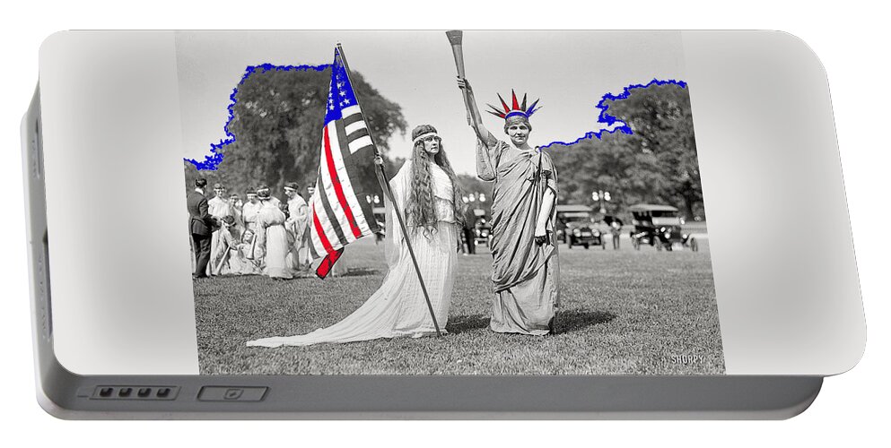 Lady Liberty And Attendant Washington Portable Battery Charger featuring the photograph Lady liberty and attendant Washington D.C. c. 1918-2014 by David Lee Guss