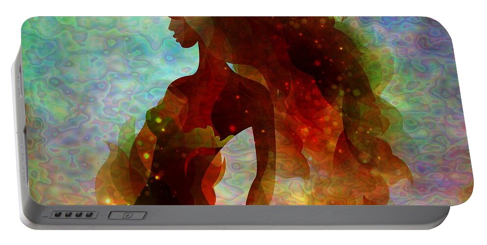 Woman Portable Battery Charger featuring the digital art Lady Mermaid by Lilia D