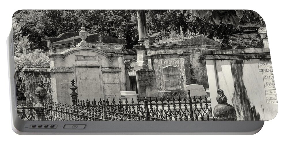 Black & White Portable Battery Charger featuring the photograph Lafayette Cemetery No. 1 by Jim Shackett