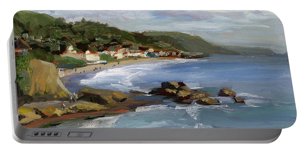 Laguna Beach Portable Battery Charger featuring the painting Laguna Beach by Alice Leggett