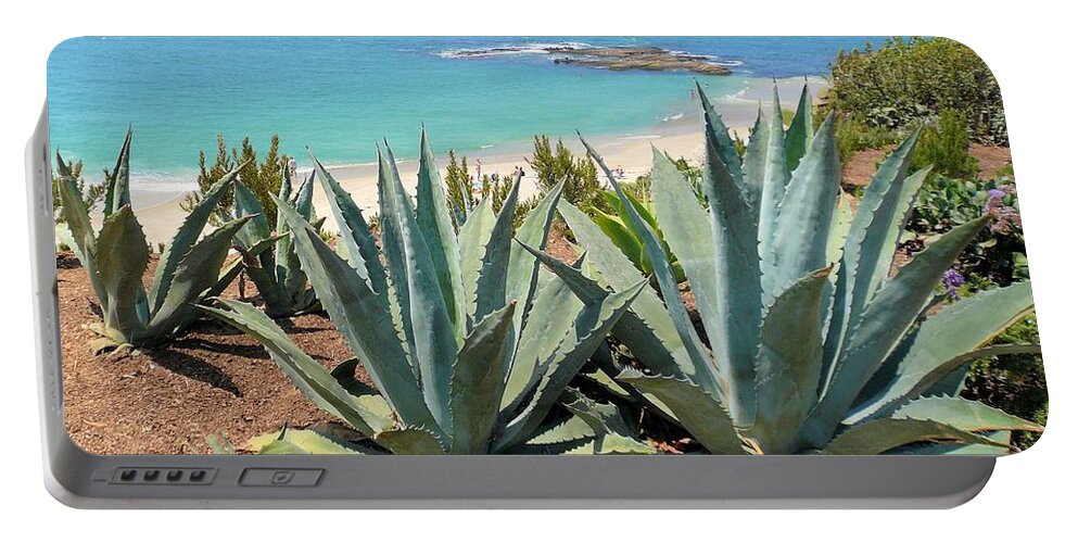Coastline Portable Battery Charger featuring the photograph Laguna Coast with Cactus by Jane Girardot