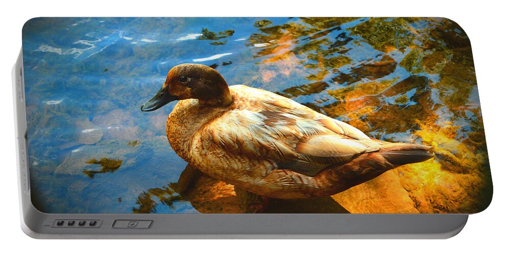 Lake Ducks Portable Battery Charger featuring the photograph Lake Duck Vignette by Stacie Siemsen