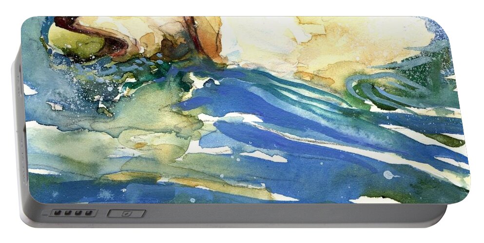 Lake Portable Battery Charger featuring the painting Lake Effect by Molly Poole
