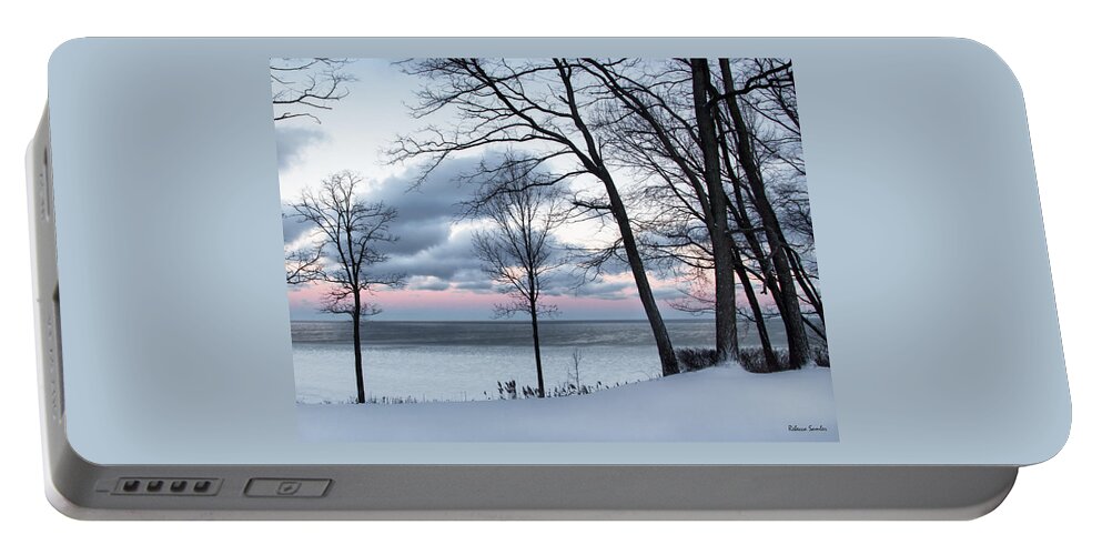 Sunrise Portable Battery Charger featuring the photograph Lake Erie Sunrise by Rebecca Samler