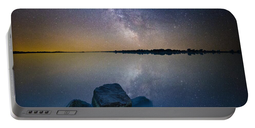 Milky Way Portable Battery Charger featuring the photograph Lake Madison Milky Way by Aaron J Groen