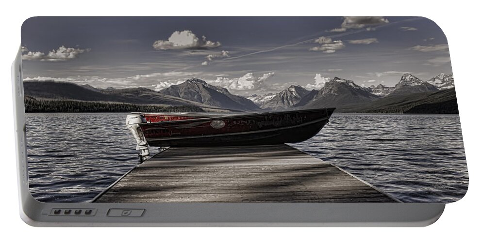 Painterly Portable Battery Charger featuring the photograph Lake McDonald by Ellen Heaverlo
