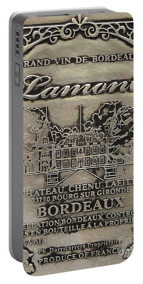 Wine Portable Battery Charger featuring the mixed media Lamont Grand Vin De Bordeaux by Jon Neidert