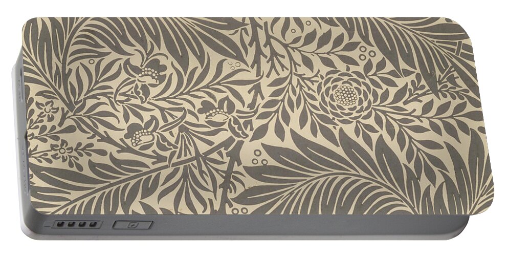 Arts And Crafts Portable Battery Charger featuring the painting Larkspur Wallpaper Design by William Morris
