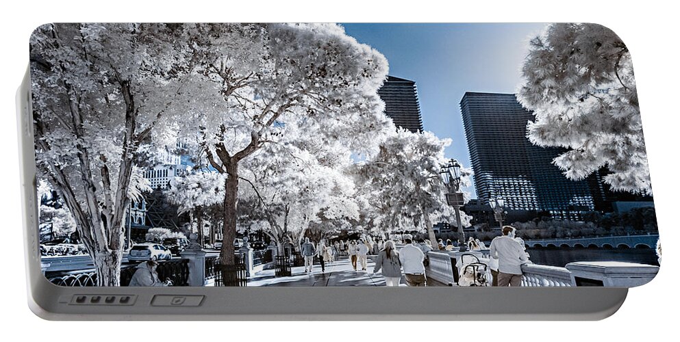 720 Nm Portable Battery Charger featuring the photograph Las Vegas Strip in Infrared 1 by Jason Chu