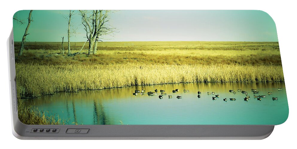 Late Portable Battery Charger featuring the photograph Late Day Ducks by Marilyn Hunt
