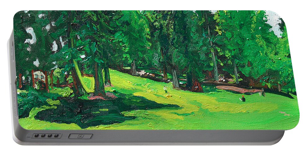 Laurelhurst Portable Battery Charger featuring the painting Laurelhurst Park by Joseph Demaree