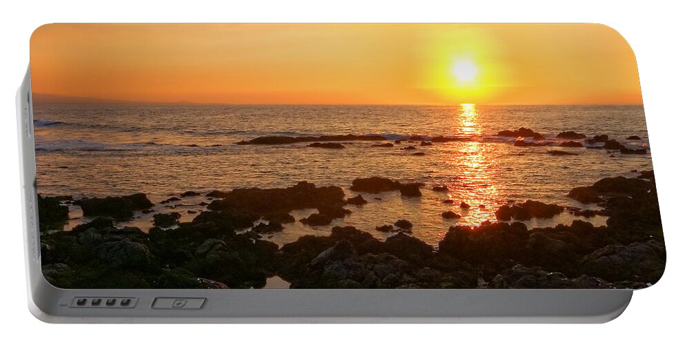 Hawaii Portable Battery Charger featuring the photograph Lava Rock Beach by Lars Lentz
