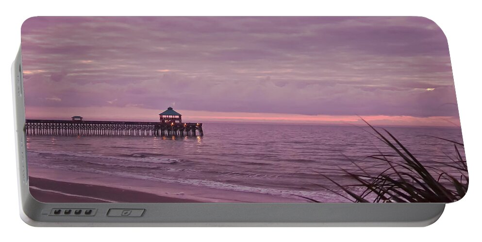 Folly Beach Portable Battery Charger featuring the photograph Lavendar Sunrise by Elvis Vaughn