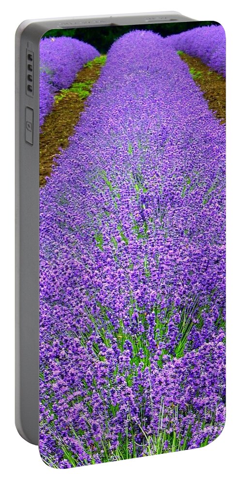 Lavender Rows Portable Battery Charger featuring the photograph Lavender Rows by Susan Garren