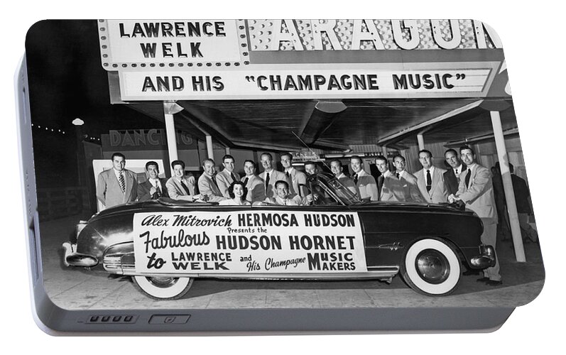 1951 Portable Battery Charger featuring the photograph Lawrence Welk In His Hudson by Underwood Archives