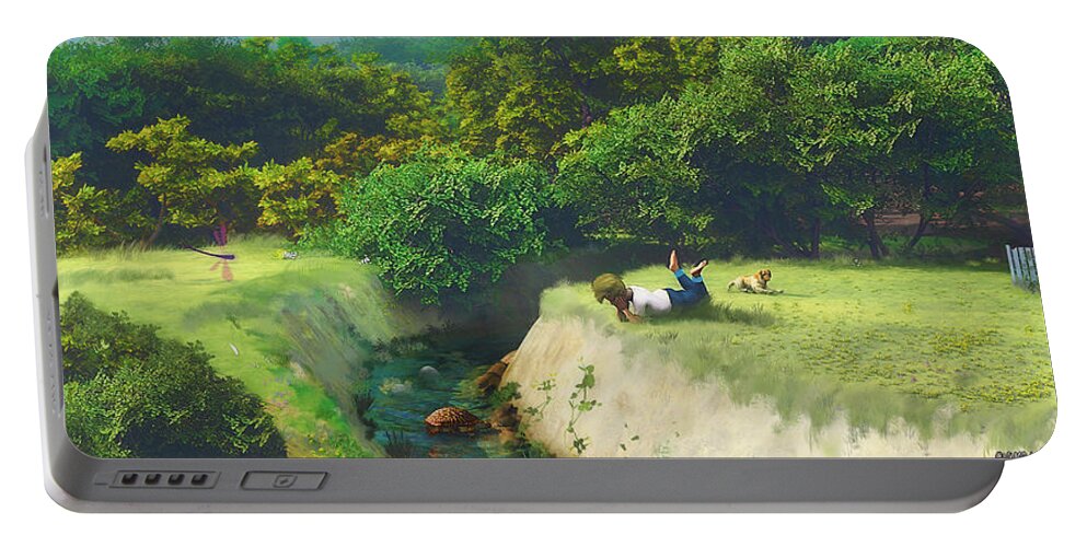  Digital Portable Battery Charger featuring the digital art Lazy Days by Ken Morris
