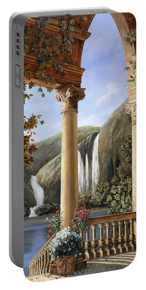 Water Fall Portable Battery Charger featuring the painting Le Cascate by Guido Borelli