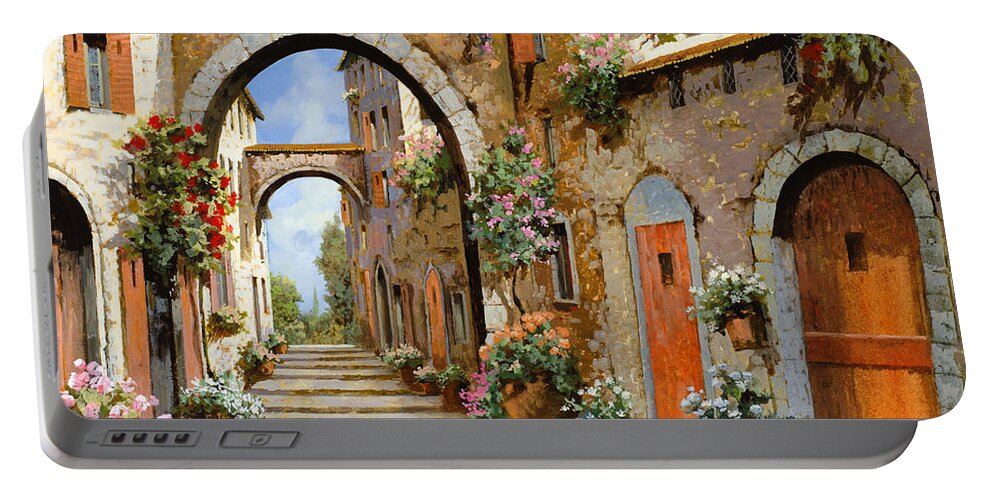Landscape Portable Battery Charger featuring the painting Le Porte Rosse Sulla Strada by Guido Borelli