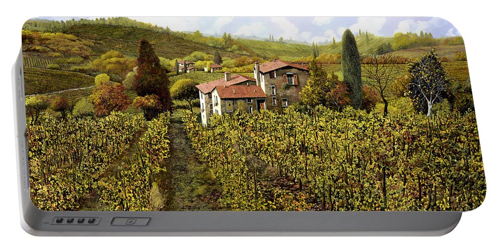 Vineyard Portable Battery Charger featuring the painting Le Vigne Toscane by Guido Borelli