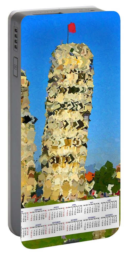 Pisa Portable Battery Charger featuring the painting Leaning Tower of Pisa 2014 Calendar by Bruce Nutting