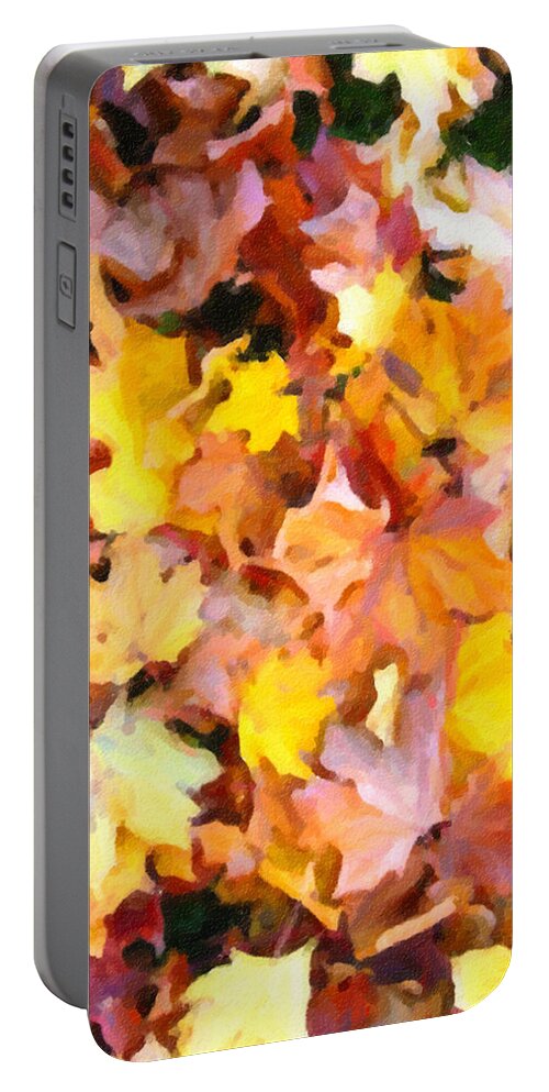 Leaves Portable Battery Charger featuring the photograph Leaves of Fall - Digital Painting Effect by Rhonda Barrett