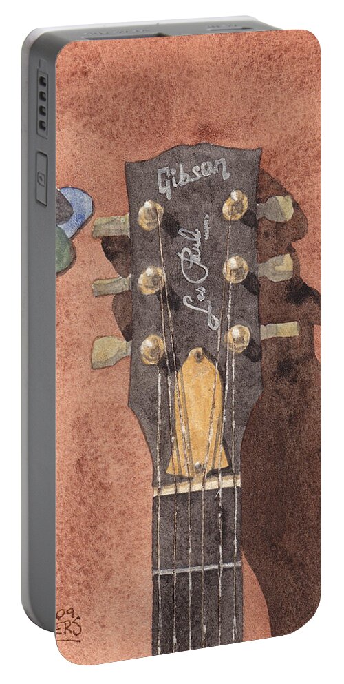 Gibson Portable Battery Charger featuring the painting Les Paul by Ken Powers