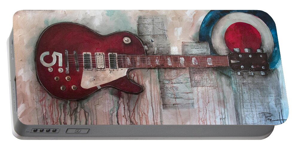The Who Portable Battery Charger featuring the painting Les Paul number 5 by Sean Parnell