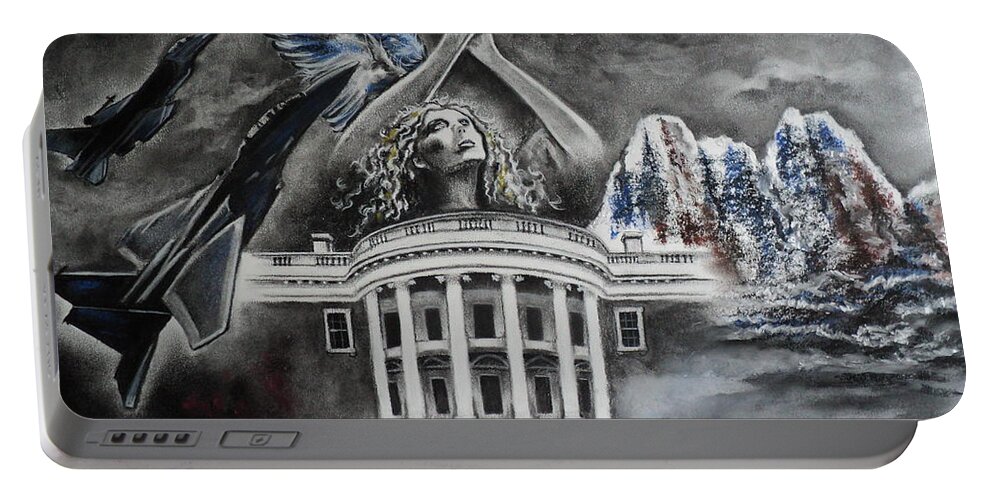 Military Portable Battery Charger featuring the drawing Let Freedom Ring by Carla Carson