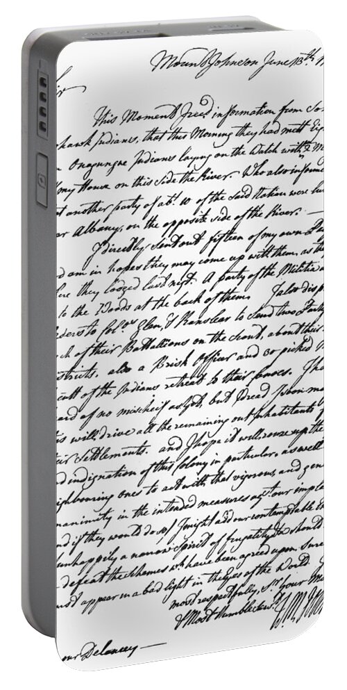 1755 Portable Battery Charger featuring the painting Letter Indian Affairs, 1755 by Granger