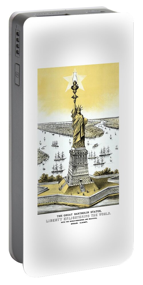 Architecture Portable Battery Charger featuring the painting Liberty Enlightening The World by War Is Hell Store