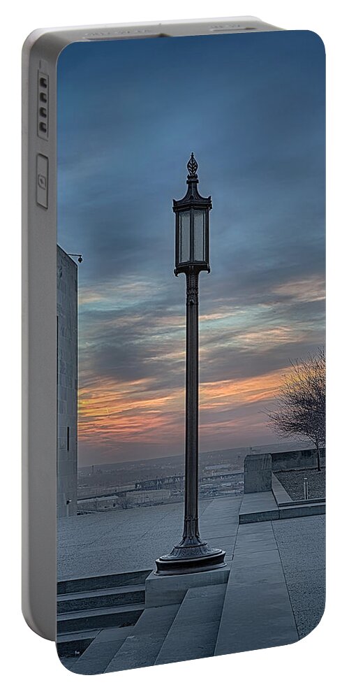 Kansas City Portable Battery Charger featuring the photograph Liberty Street Lamp by Sennie Pierson
