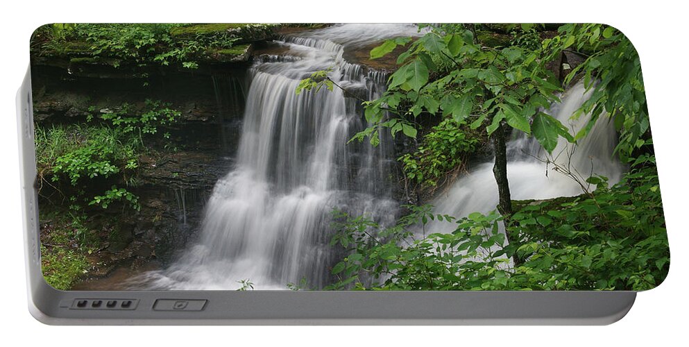Tim Fitzharris Portable Battery Charger featuring the photograph Lichen Falls Ozark National Forest by Tim Fitzharris