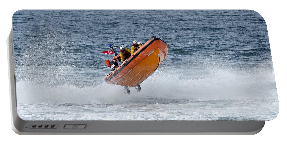 Lifeboat Portable Battery Charger featuring the photograph Lifeboat jump by Steev Stamford