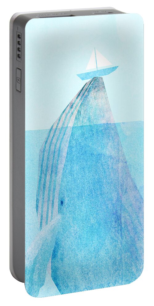 Whale Portable Battery Charger featuring the drawing Lift by Eric Fan