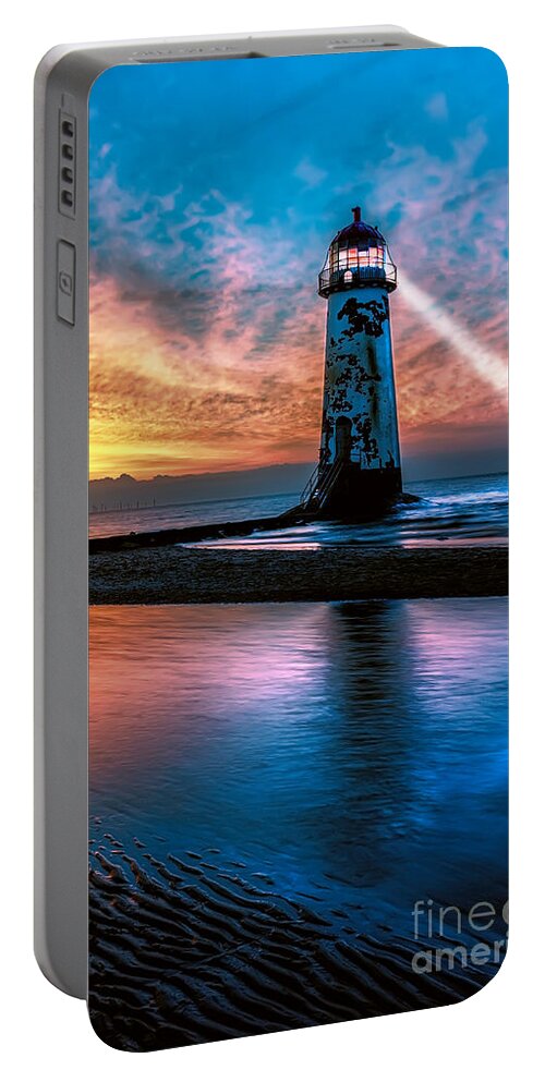 Talacre Portable Battery Charger featuring the photograph Light House Sunset by Adrian Evans