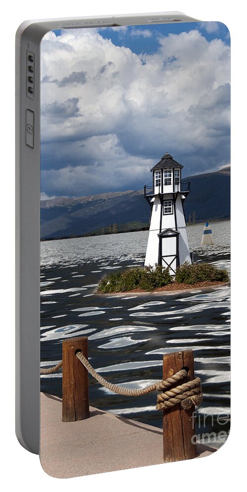 Building Exterior Portable Battery Charger featuring the photograph Lighthouse in Lake Dillon by Juli Scalzi