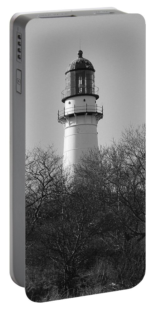 Lighthouse Portable Battery Charger featuring the photograph Lighthouse in trees by Eric Swan