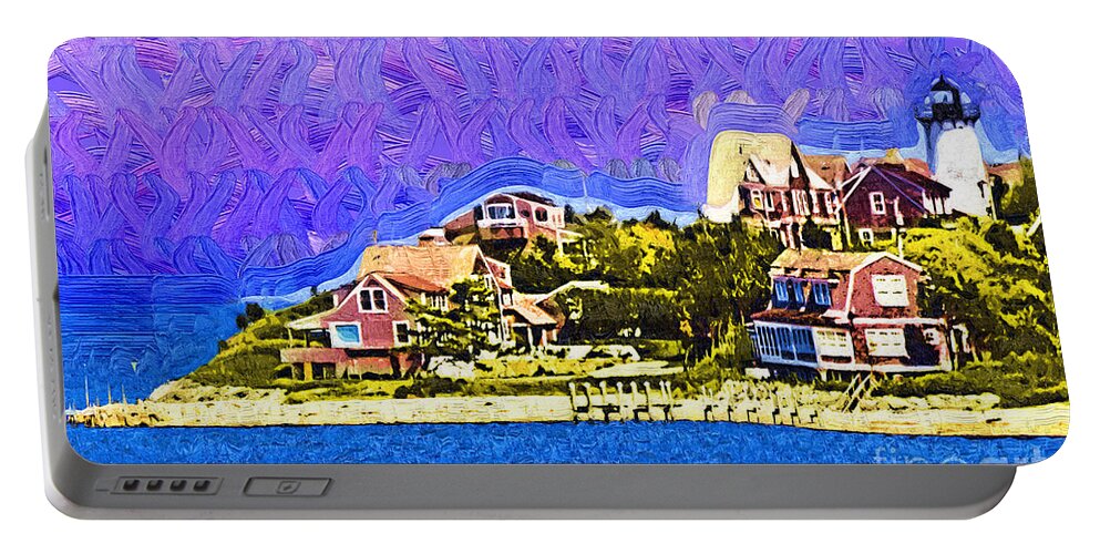 Lighthouse Portable Battery Charger featuring the painting Lighthouse Point by Kirt Tisdale