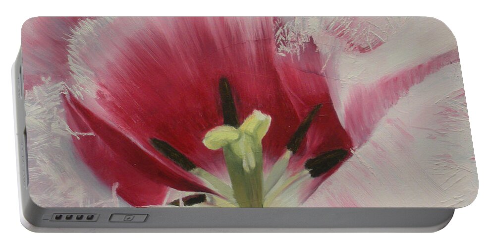 Tulip Portable Battery Charger featuring the painting Lilicaea Tulipa by Claudia Goodell