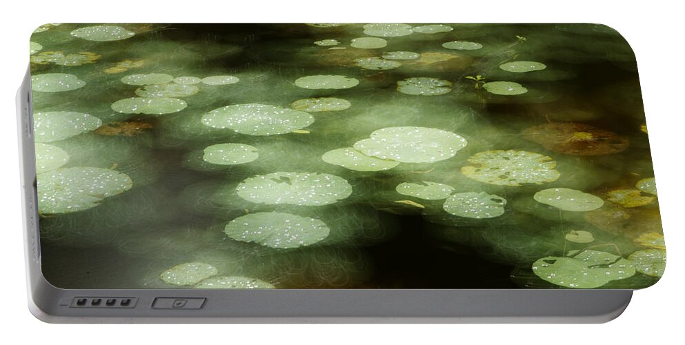 Feb0514 Portable Battery Charger featuring the photograph Lily Pads During Rain Sabah Borneo by Sebastian Kennerknecht