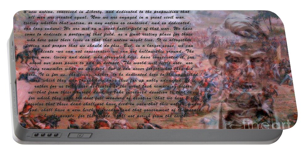 Lincoln Portable Battery Charger featuring the digital art Lincoln's Gettysburg Address by Randy Steele