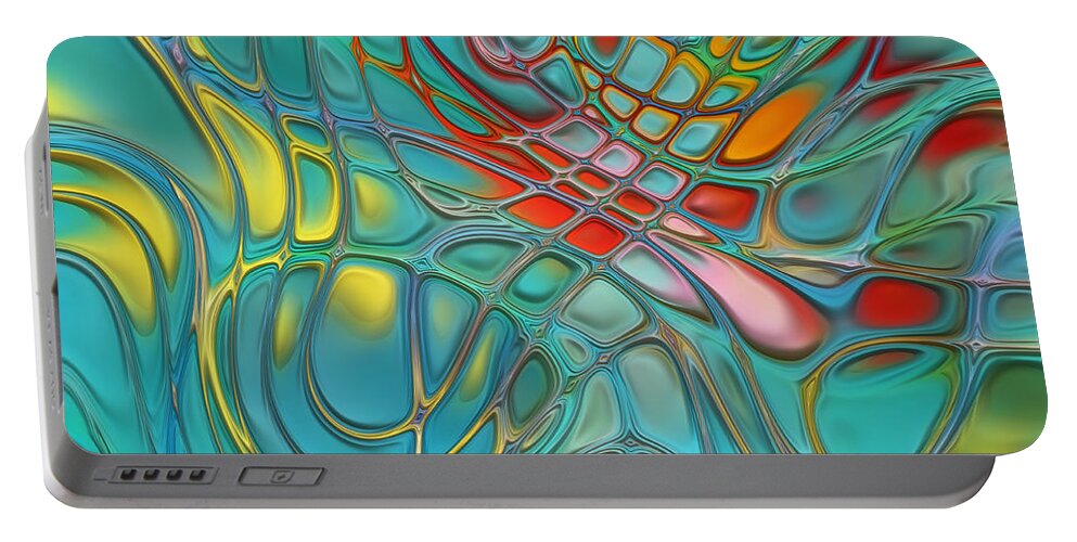 Multicolors Portable Battery Charger featuring the digital art Lines and Circles -p07c08 by Variance Collections