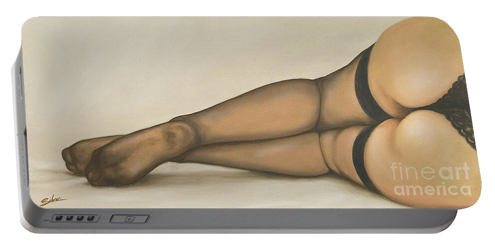 Paintings Portable Battery Charger featuring the painting Lingerie I by John Silver